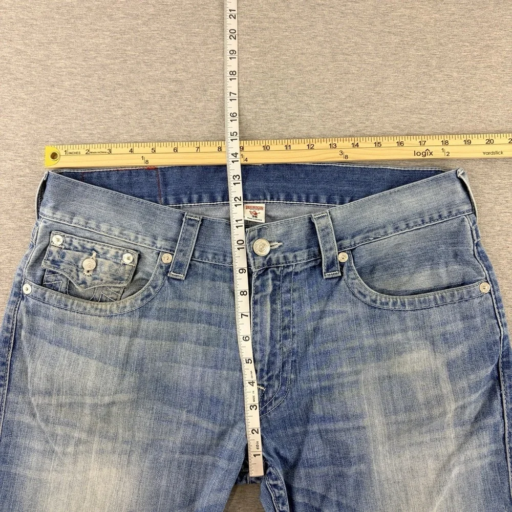 True Religion Men's Blue Straight‎ Leg Flap Pocket Jeans Size 36 Y2K Vintage